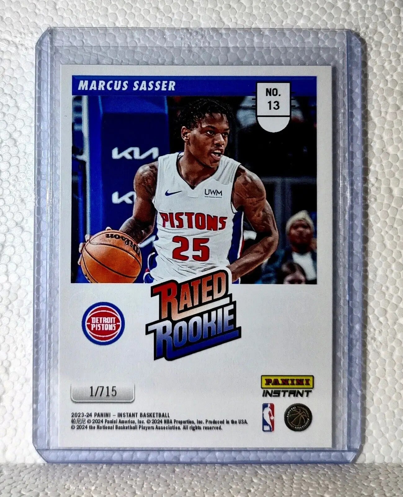 Marcus Sasser 2023-24 Panini NBA #13 Rated Rookie Retro Card Pistons 1/715 - Basketball Card Single