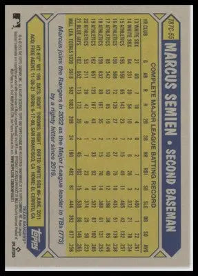 Marcus Semien 2022 Topps Update 1987 Anniversary Chrome #T87C-55 Rangers - Baseball Card Single