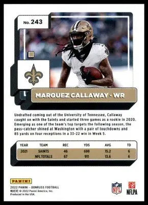 Marquez Callaway 2022 Donruss #243 New Orleans Saints - Football Card Single