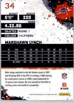 Marshawn Lynch - 2010 Score - #34 - Football - Football Card Single