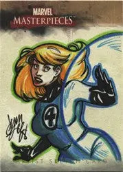 Marvel Masterpieces Series Jenn Lee Invisible Woman Sketch Card front view