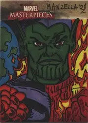 Marvel Masterpieces Series 2 Joe Manzella Super Skrull sketch card with flames and globe