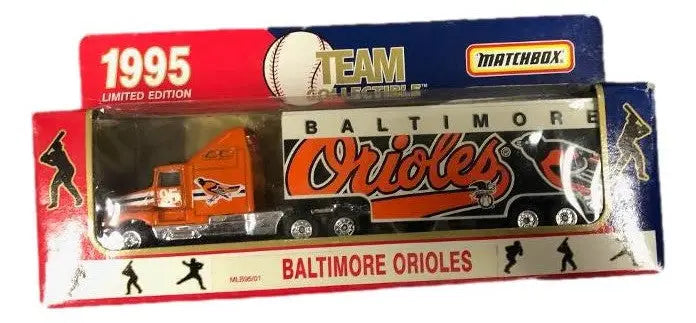 Matchbox 1995 Scale Tractor Trailer featuring Baltimore Orioles branding for collectors