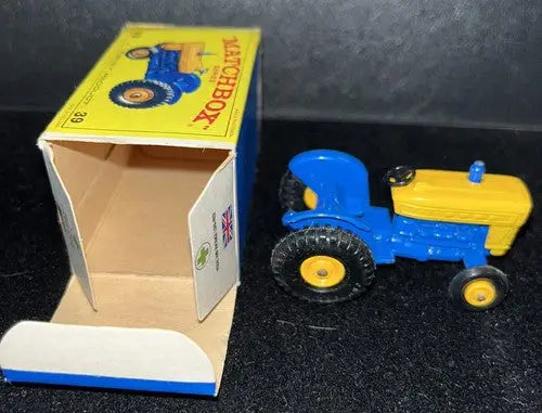 MATCHBOX NO # 39-C FORD Tractor Blue and Yellow w/Box 1967 - Action Figure & Toy