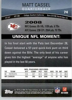 Matt Cassel - 2009 Topps Unique - #74 - Football - Football Card Single