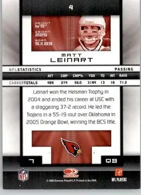 Matt Leinart - 2008 Donruss Elite - #4 - Football - Football Card Single
