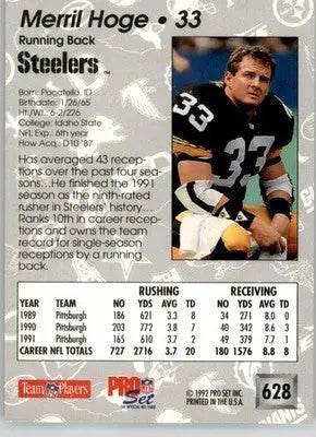 Merril Hoge - 1992 Pro Set - #628 - Football - Football Card Single