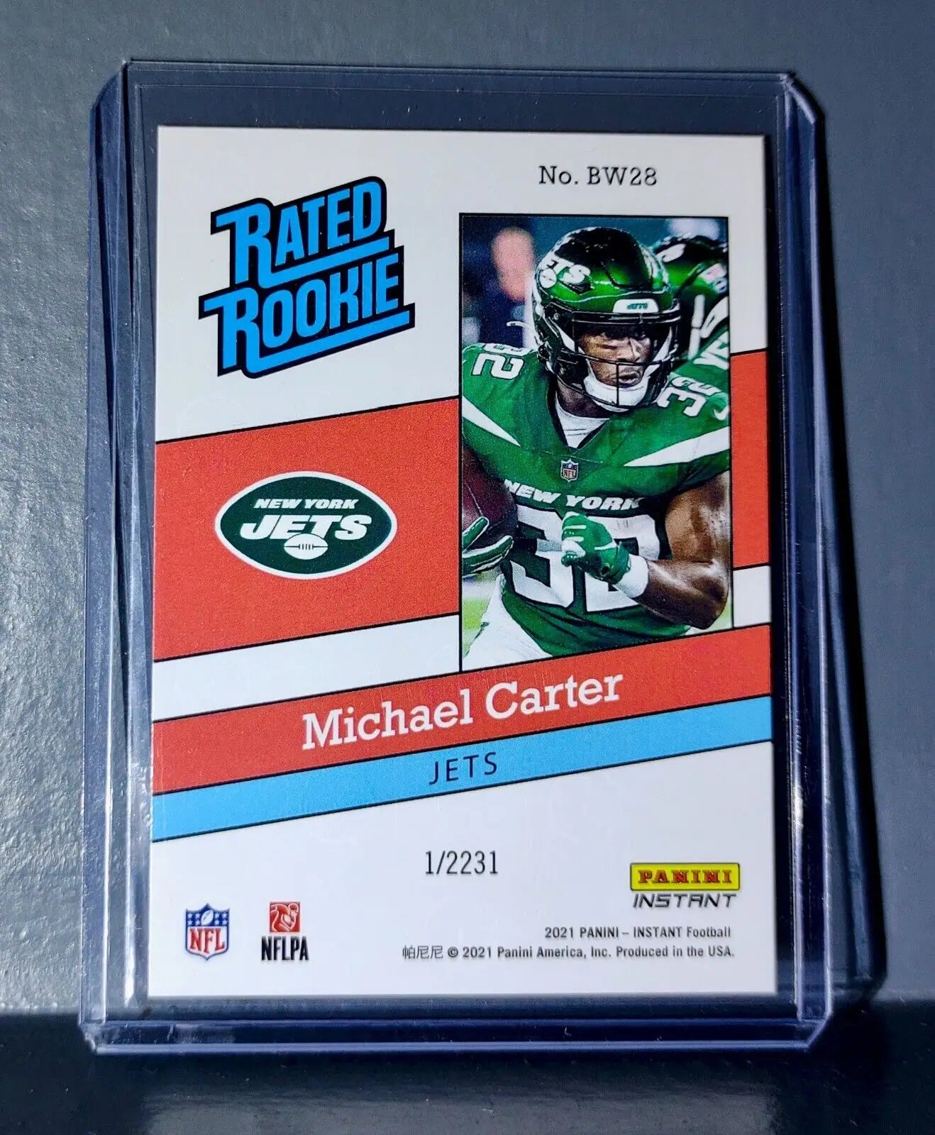 Michael Carter 2021 Panini NFL Rated Rookie Retro #28 Rookie Card 1/2231 - Football Card Single