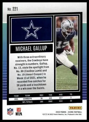Michael Gallup 2022 Score #221 Dallas Cowboys - Football Card Single