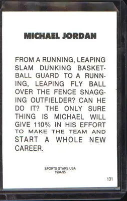 Michael Jordan 1993-95 Sports Stars USA #153 Birmingham Barons RARE - Baseball Card Single