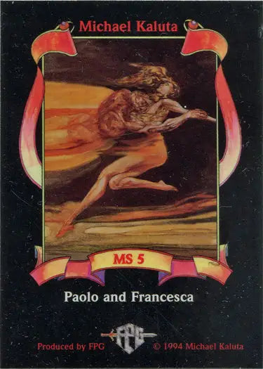 Metallic Storm Chase Card featuring dynamic nude figures by Michael Kaluta