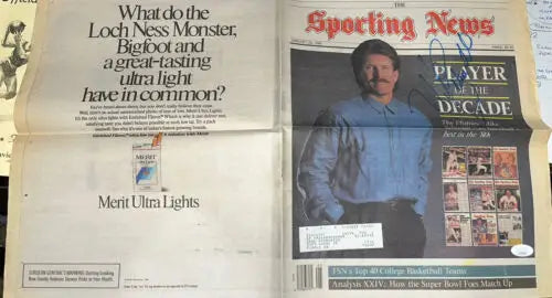 Mike Schmidt signed Sporting News featuring sports and cigarette ads from January 1990