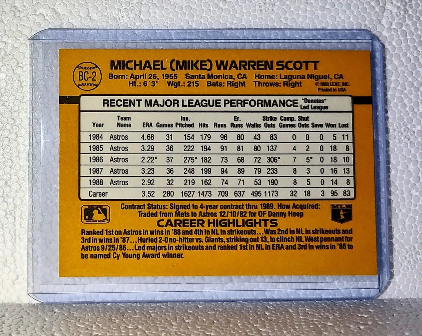 Mike Scott 1989 Donruss MLB #BC-2 Baseball Card Houston Astros - Baseball Card Single