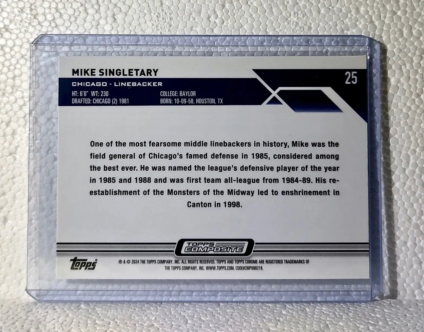 Mike Singletary 2023 Topps Chrome NFL #25 Composite Football Card Chicago Bears