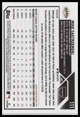 Mike Yastrzemski 2023 Topps Chrome Refractors #111 San Francisco Giants - Baseball Card Single