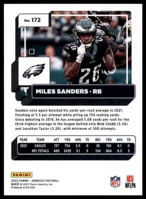 Miles Sanders 2022 Donruss #172 Philadelphia Eagles - Football Card Single