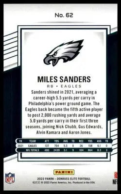 Miles Sanders 2022 Donruss Elite #62 Philadelphia Eagles - Football Card Single