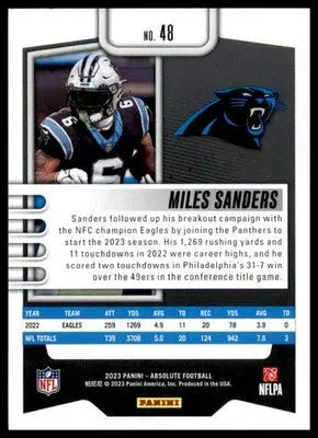 Miles Sanders 2023 Panini Absolute #48 Carolina Panthers - Football Card Single