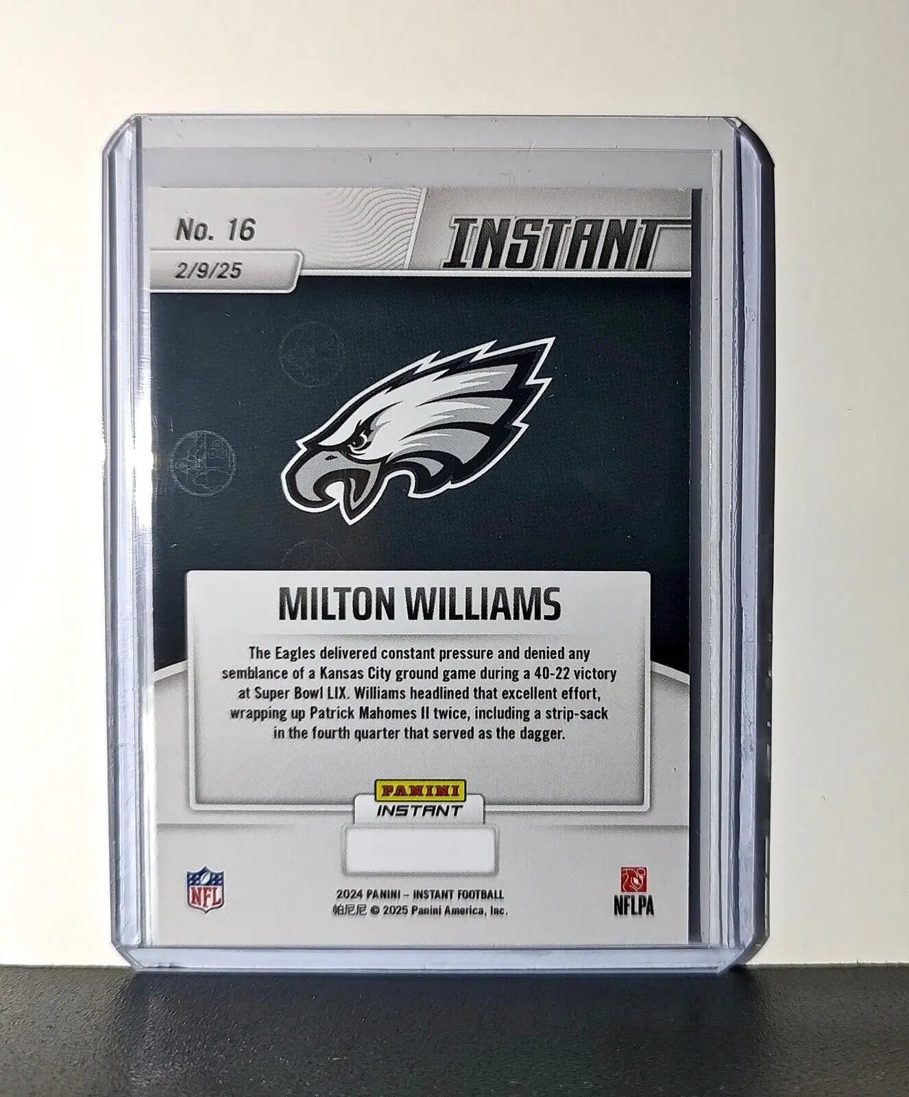 Milton Williams 2024 Panini Super Bowl LIX Champions NFL #16 Football Card