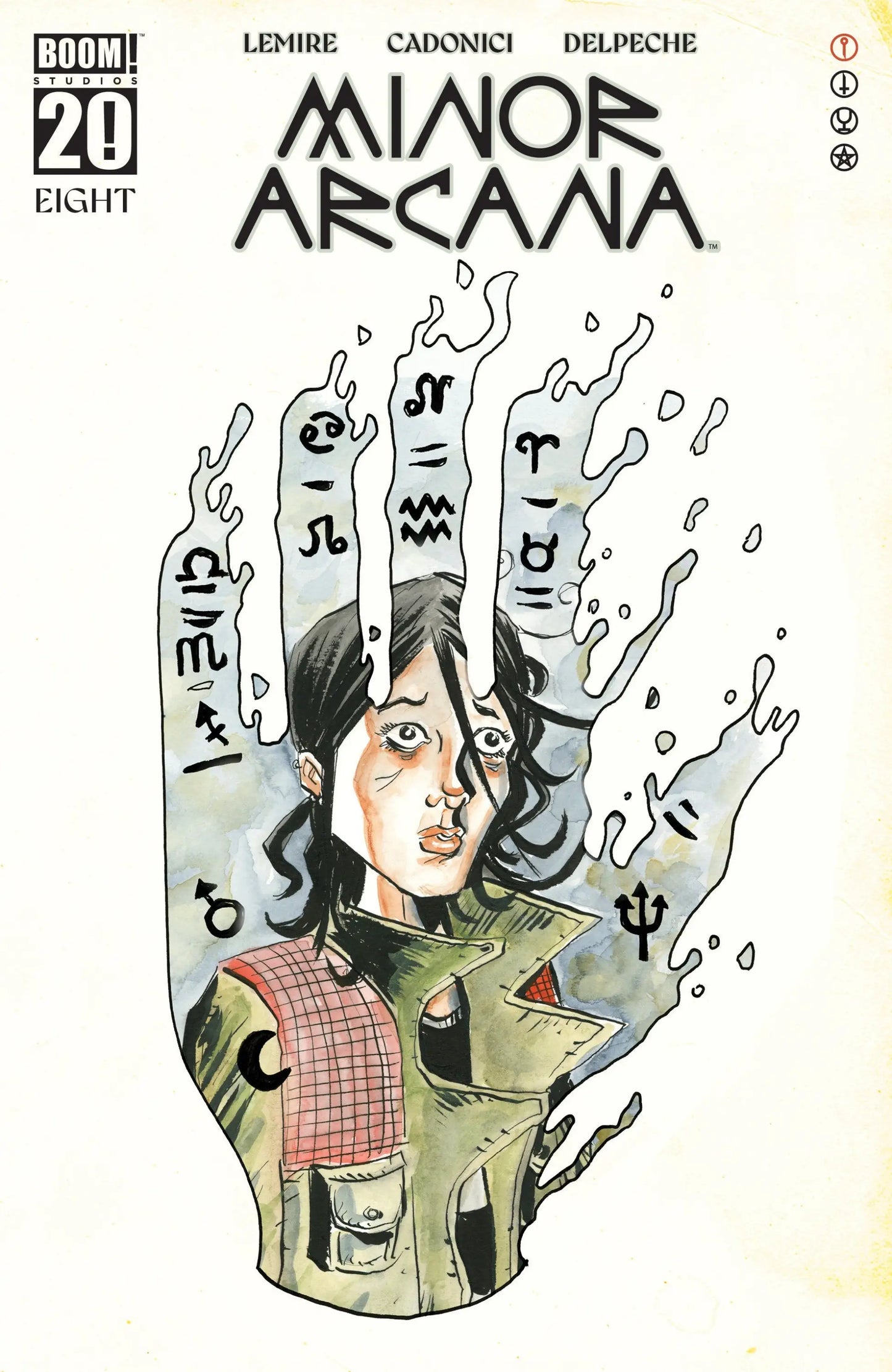 Comic book cover of Minor Arcana #8 A Main Dressed Lemire artwork