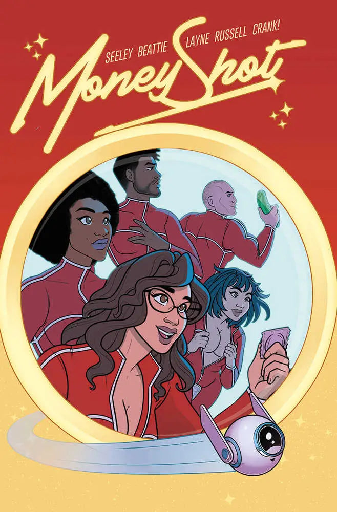 Comic book cover for Money Shot TPB Volume 03 with diverse characters and dynamic art