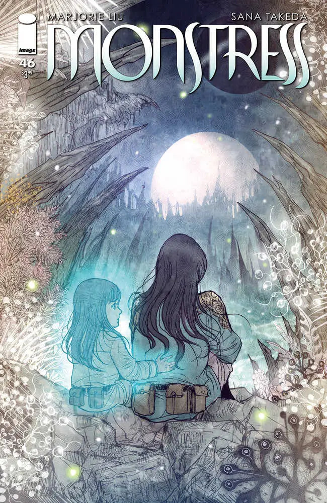 Comic book cover for Monstress #46 with ethereal blue and gray artwork for collectors