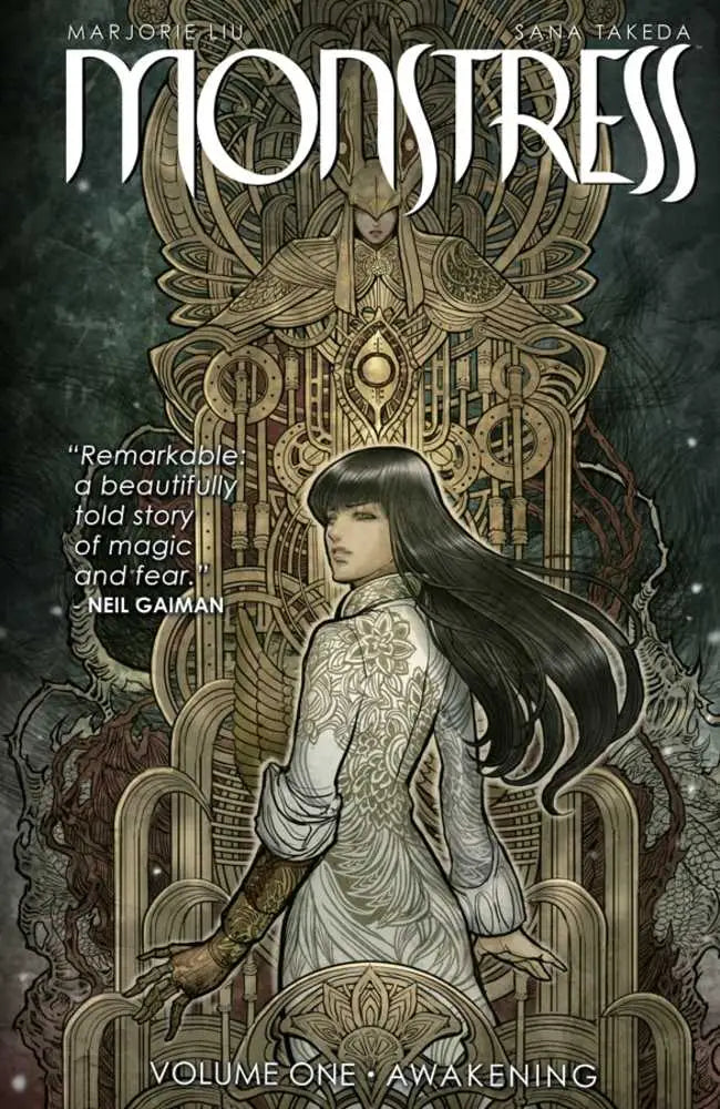 Comic book cover for Monstress TP Vol 01 Awakening featuring art deco-inflected steampunk art style