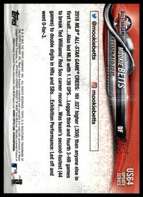 Mookie Betts 2018 Topps Update #US64 Boston Red Sox - Baseball Card Single