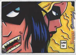 Colorful comic-style sketch card illustration by Dave Windett featuring exaggerated expressions
