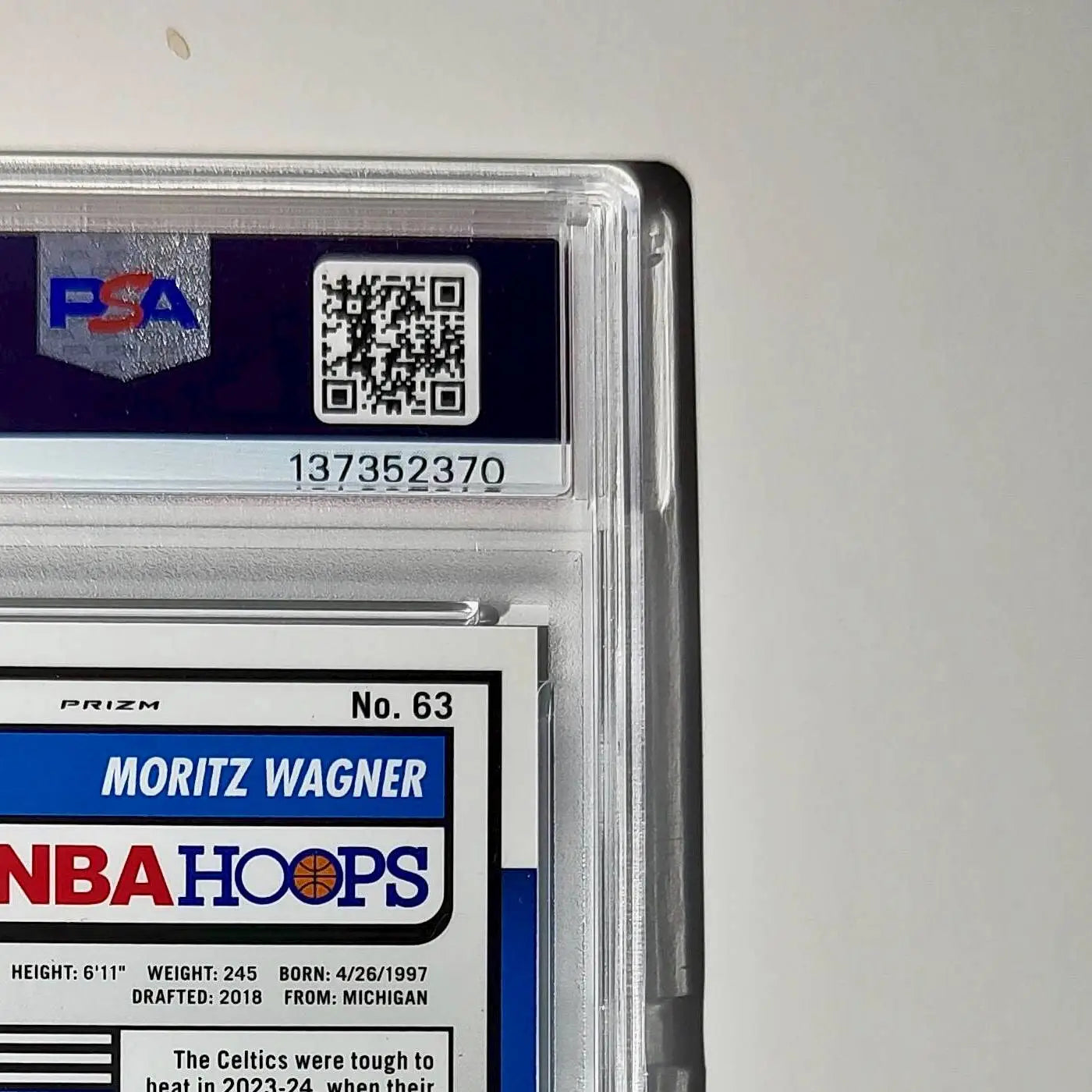 Moritz Wagner 2023 Panini Hoops Premium #63 4/5 Green Disco Prizm PSA 10 Gem