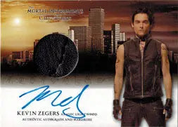 Autographed Kevin Zegers trading card with cityscape backdrop from Mortal Instruments