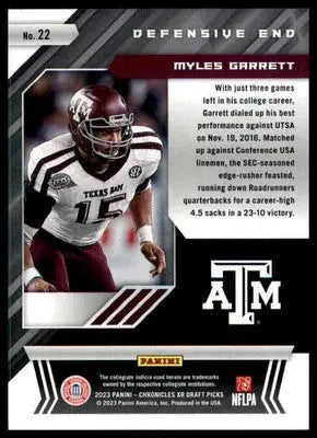 Myles Garrett 2023 Panini Chronicles Draft Picks XR #22 Texas A&M Aggies - Football Card Single