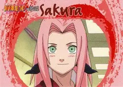 Anime-style character with bright pink hair and green eyes on San Diego Comic Con promo card