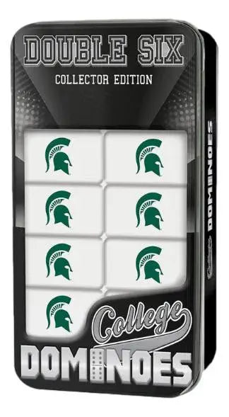 Michigan State Spartans officially licensed dominoes gift tin in black collector’s case