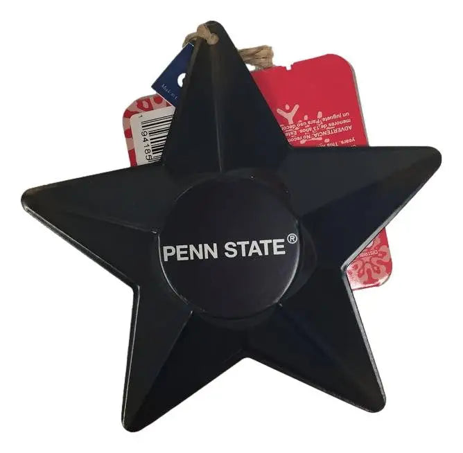 Black metal star ornament with PENN STATE, part of the star ornament choose collection