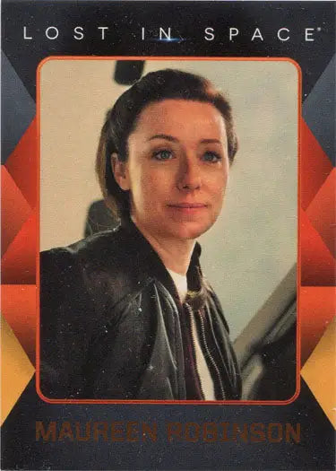 Portrait of Maureen Robinson in black leather jacket from Netflix Lost in Space trading card