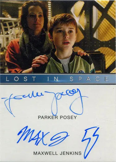 Autographed trading card featuring Parker Posey and Max Jenkins from Netflix Lost in Space