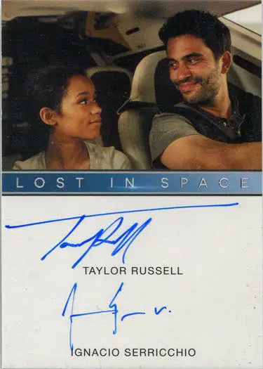 Autographed trading card featuring Taylor Russell and I. Serricchio from Lost in Space
