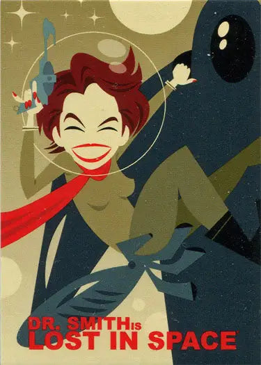 Stylized retro poster of Juan Ortiz Character Dr. Smith from Lost in Space Season 1