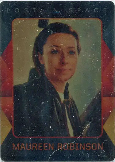 Portrait of Maureen Robinson from Netflix’s Lost in Space metal character trading card