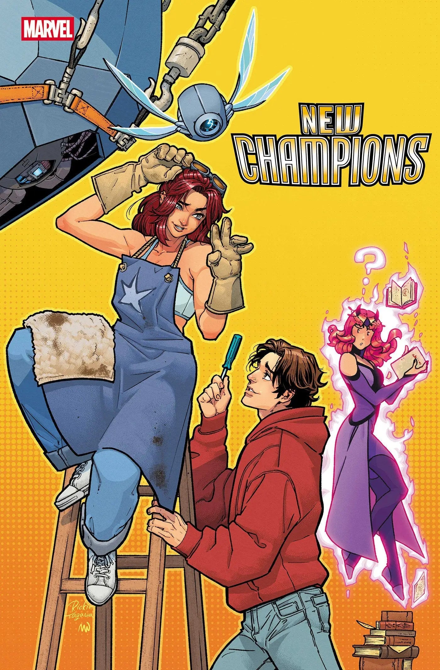 Comic book cover of New Champions #5 Rickie Yagawa Variant featuring vibrant artwork