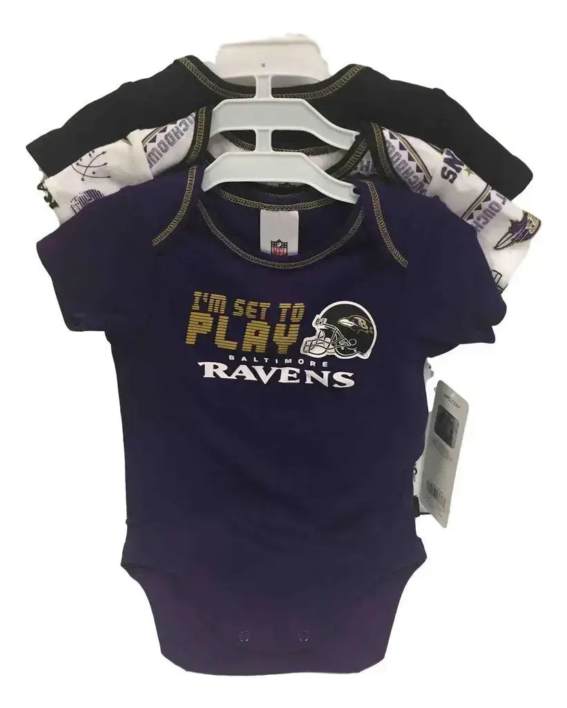NFL Baltimore Ravens 3 Pack Bodysuit - Choose Your Size - Apparel