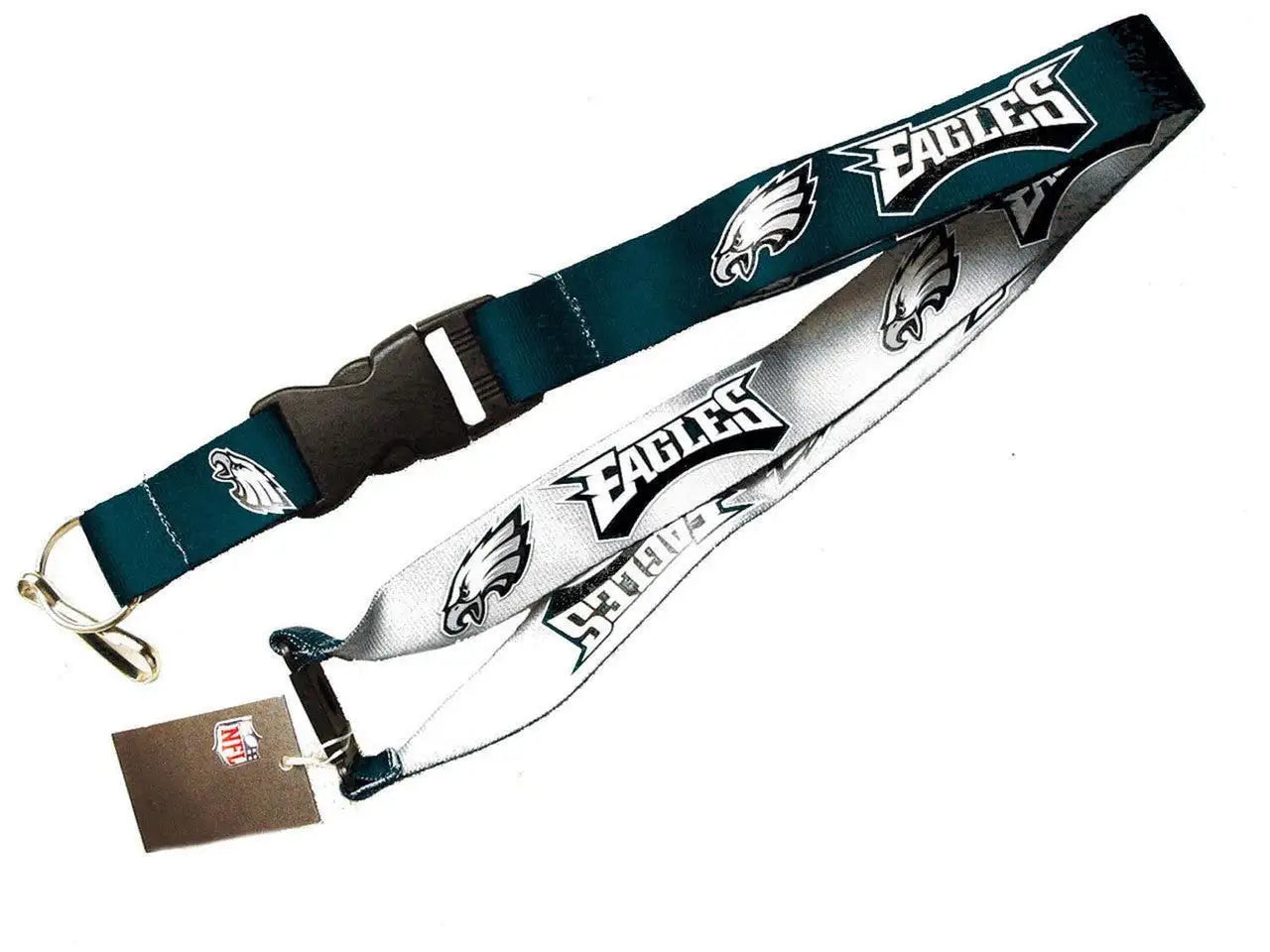 NFL Philadelphia Eagles reversible lanyard featuring team logo and colors for trading cards