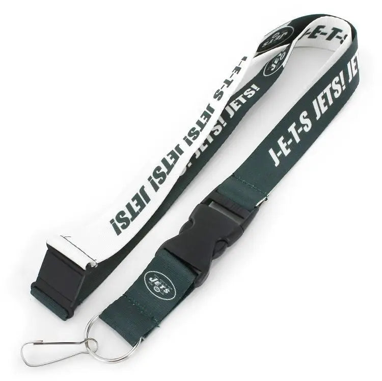 New York Jets slogan lanyard with detachable keyring for trading cards and more
