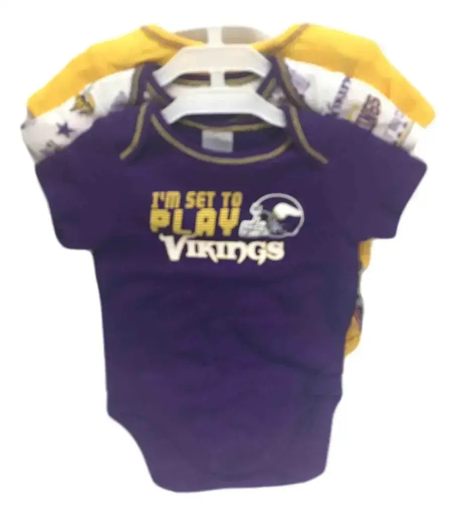 NFL Minnesota Vikings 3 Pack Bodysuit - Choose Your Size - Apparel