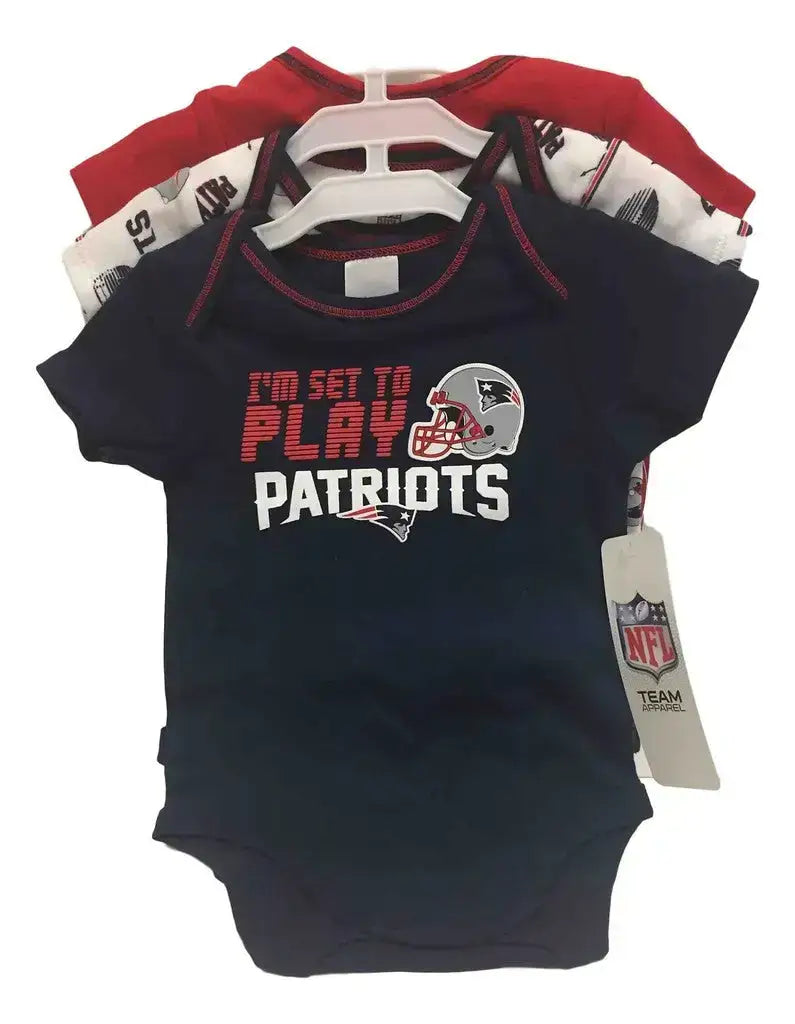 NFL New England Patriots 3 Pack Bodysuit - Choose Your Size - Apparel