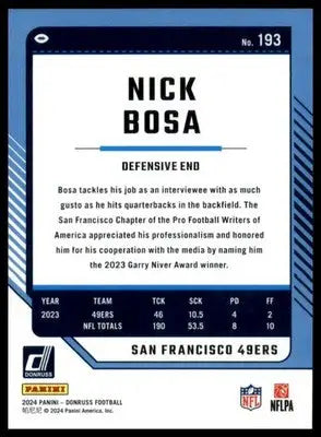 Nick Bosa 2024 Donruss #193 San Francisco 49ers - Football Card Single
