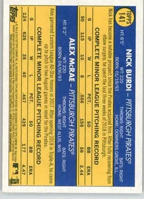 Nick Burdi / Alex McRae - 2019 Topps Heritage - #141 - RC Baseball - Baseball Card Single