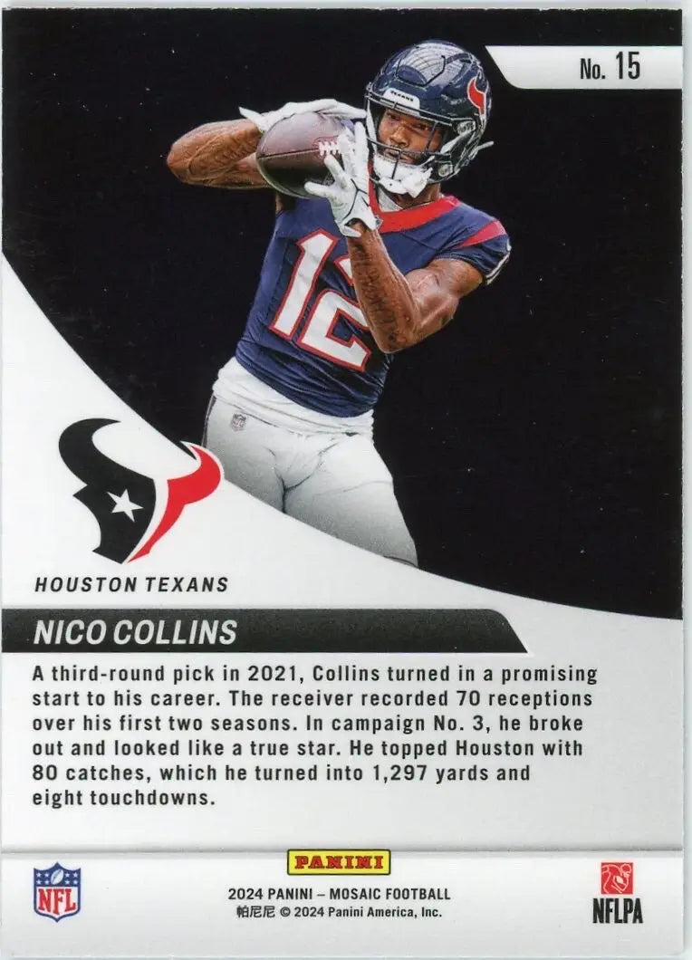 Nico Collins 2024 Panini Mosaic Elevate #15 Houston Texans Football Card NFL - Football Card Single