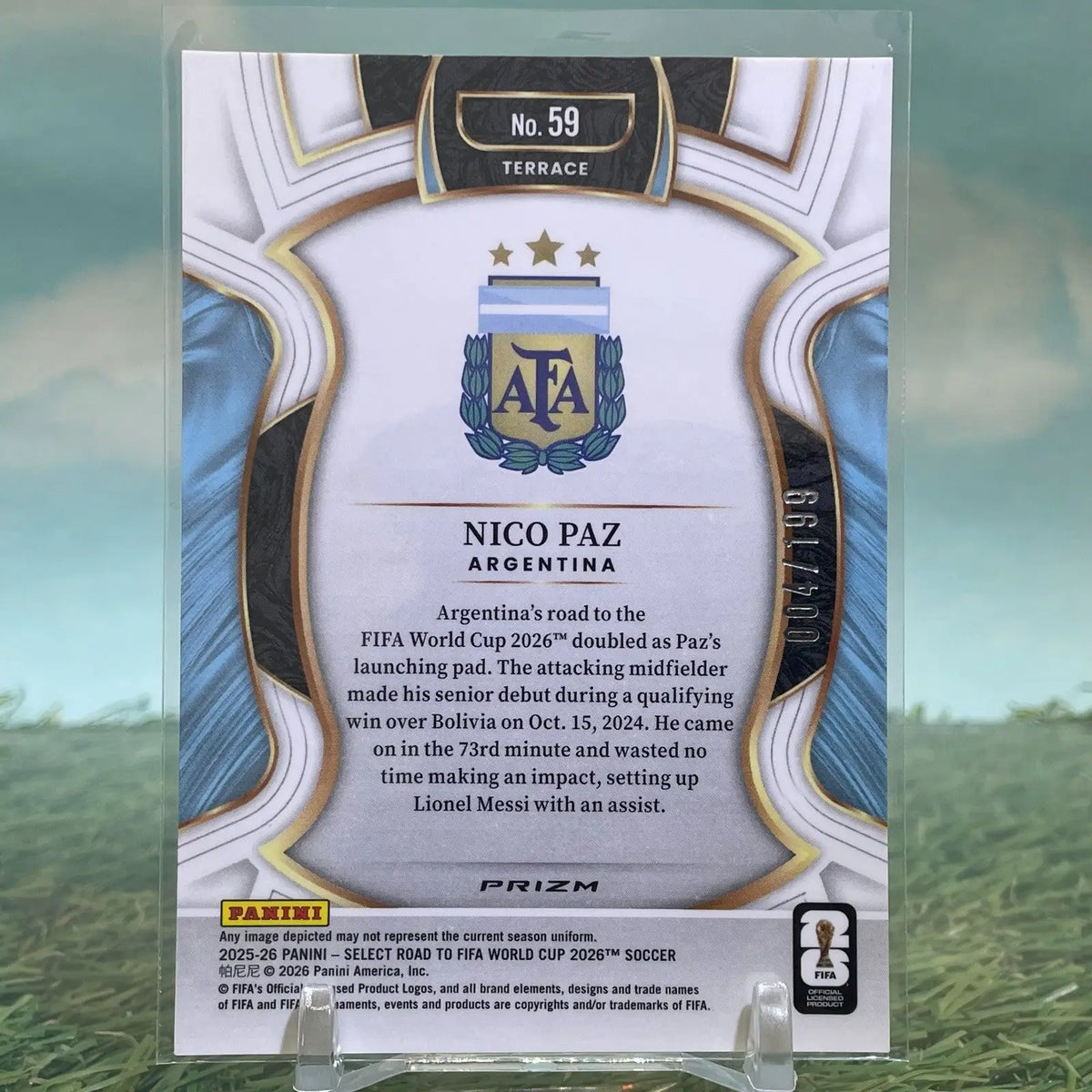 Nico Paz 2025-26 Panini Select FIFA World Cup Terrace Camo #4/199 #59 Argentina - Soccer Card Single